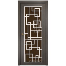 Межкомнатная дверь Оникс Сорбонна Серый дуб решетка со стеклом