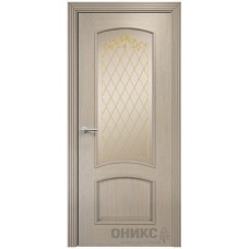 Межкомнатная дверь Оникс Прага Мокко витраж со стеклом