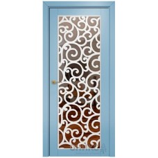 Межкомнатная дверь Оникс Сорбонна Эмаль голубая МДФ решетка с зеркалом