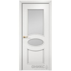 Межкомнатная дверь Оникс Эллипс Эмаль белая МДФ со стеклом