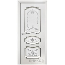 Межкомнатная дверь Оникс Барселона Эмаль белая МДФ патина серебро