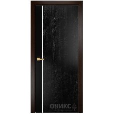 Межкомнатная дверь Оникс Duo эмаль слоновая кост патина коричневая / палисандр со стеклом