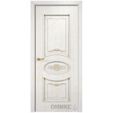 Межкомнатная дверь Оникс Эллипс Белая эмаль патина золото