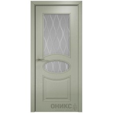 Межкомнатная дверь Оникс Эллипс Эмаль 7038 по ясеню стекло с гравировкой