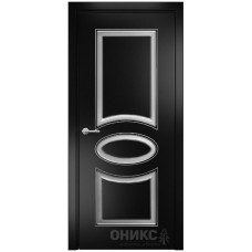 Межкомнатная дверь Оникс Эллипс Эмаль черная МДФ патина серебро
