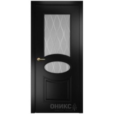 Межкомнатная дверь Оникс Эллипс Эмаль черная МДФ стекло с гравировкой