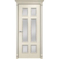Межкомнатная дверь Оникс Гранд с декором Флора Патина серебро сатинат