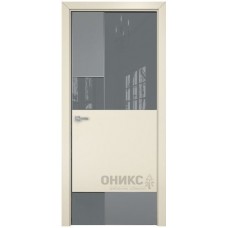 Межкомнатная дверь Оникс New York Эмаль по RAL7040 МДФ/эмаль слоновая кость МДФ со стеклом