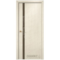 Межкомнатная дверь Оникс Престиж 1 Слоновая кость патина коричневая со стеклом