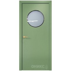 Межкомнатная дверь Оникс Сфера эмаль RAL 6021 по ясеню со стеклом
