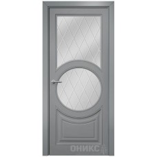 Межкомнатная дверь Оникс Софья Эмаль по RAL7040 МДФ гравировка со стеклом