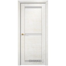 Межкомнатная дверь Оникс Тектон 3 Белая эмаль патина золото со стеклом
