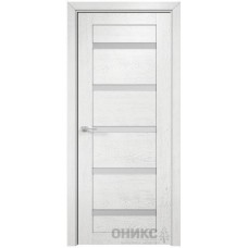 Межкомнатная дверь Оникс Тектон 5 Белая эмаль патина серебро со стеклом