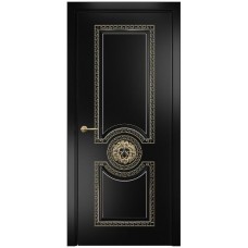 Межкомнатная дверь Оникс Цезарь Эмаль черная МДФ патина золото