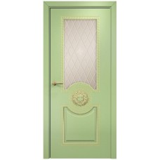 Межкомнатная дверь Оникс Цезарь Эмаль фисташка МДФ гравировка со стеклом