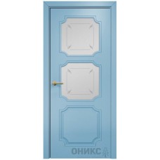 Межкомнатная дверь Оникс Валенсия Эмаль голубая МДФ пескоструй со стеклом