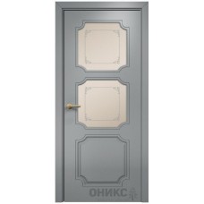 Межкомнатная дверь Оникс Валенсия Эмаль по RAL7040 МДФ пескоструй со стеклом