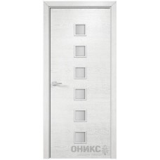 Межкомнатная дверь Оникс Вега Белая эмаль патина серебро со стеклом