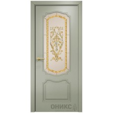 Межкомнатная дверь Оникс Венеция Эмаль 7038 по МДФ заливной витраж со стеклом
