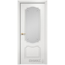Межкомнатная дверь Оникс Венеция Эмаль белая МДФ пескоструй со стеклом