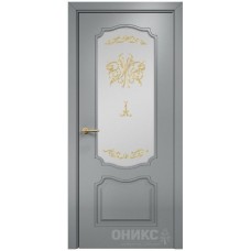 Межкомнатная дверь Оникс Венеция Эмаль по RAL7040 МДФ контурный витраж со стеклом
