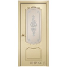 Межкомнатная дверь Оникс Венеция эмаль RAL 1015 по МДФ контурный витраж со стеклом