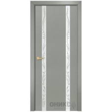 Межкомнатная дверь Оникс Верона 2 CPL светло серый пескоструй со стеклом