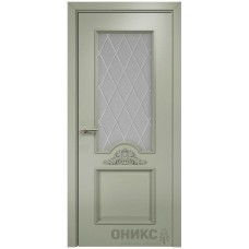 Межкомнатная дверь Оникс Византия Эмаль 7038 по МДФ гравировка со стеклом