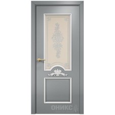 Межкомнатная дверь Оникс Византия Эмаль белая МДФ/эмаль по RAL7040 МДФ контурный витраж со стеклом