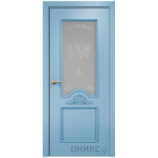 Межкомнатная дверь Оникс Византия Эмаль голубая МДФ контурный витраж со стеклом
