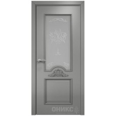 Межкомнатная дверь Оникс Византия Эмаль RAL 7036 по МДФ контурный витраж со стеклом