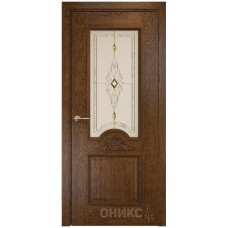 Межкомнатная дверь Оникс Византия Каштан бевелс со стеклом