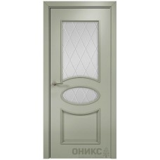 Межкомнатная дверь Оникс Эллипс Эмаль 7038 по МДФ гравировка со стеклом