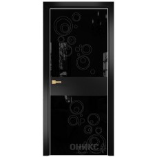 Межкомнатная дверь Оникс Соло 2 Эмаль черная МДФ витраж со стеклом