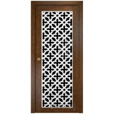 Межкомнатная дверь Оникс Сорбонна Каштан решетка со стеклом
