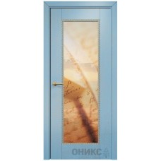 Межкомнатная дверь Оникс Александрия 1 Голубая эмаль патина золото фотопечать №22