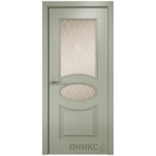 Межкомнатная дверь Оникс Эллипс Эмаль 7038 по МДФ стекло с гравировкой