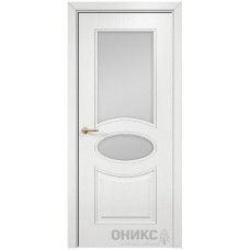 Межкомнатная дверь Оникс Эллипс Эмаль белая по ясеню со стеклом