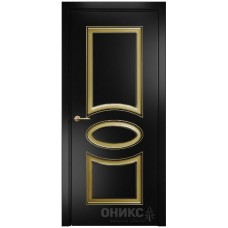 Межкомнатная дверь Оникс Эллипс Эмаль черная МДФ патина золото