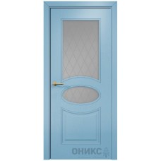 Межкомнатная дверь Оникс Эллипс Эмаль голубая МДФ пескоструй со стеклом
