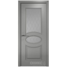 Межкомнатная дверь Оникс Эллипс Эмаль RAL 7036 по МДФ пескоструй со стеклом