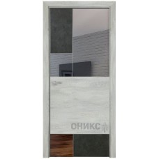 Межкомнатная дверь Оникс New York бетон тёмный_ CPL лофт с зеркалом