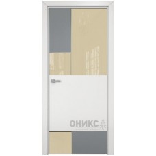 Межкомнатная дверь Оникс New York Эмаль по RAL7040 МДФ/эмаль белая МДФ со стеклом