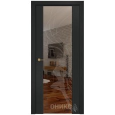 Межкомнатная дверь Оникс Престиж CPL тёмно серый пескоструй с зеркалом