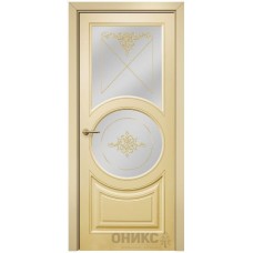 Межкомнатная дверь Оникс Софья эмаль RAL 1015 по МДФ контурный витраж