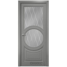 Межкомнатная дверь Оникс Софья Эмаль RAL 7036 по МДФ гравировка со стеклом