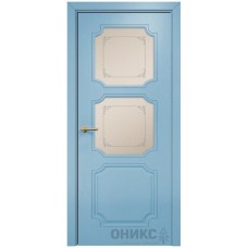 Межкомнатная дверь Оникс Валенсия Эмаль голубая по ясеню пескоструй со стеклом