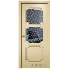 Межкомнатная дверь Оникс Валенсия эмаль RAL 1015 по МДФ стекло с гравировкой со стеклом