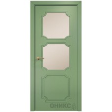 Межкомнатная дверь Оникс Валенсия эмаль RAL 6021 по МДФ со стеклом
