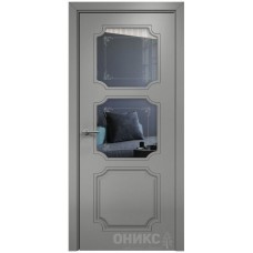 Межкомнатная дверь Оникс Валенсия Эмаль RAL 7036 по МДФ пескоструй со стеклом